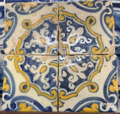 (4) Four Portuguese Tiles 17th Century (1630/1680) Very Rare Collectible
