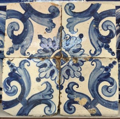 (4) Four Portuguese Tiles 17th Century (1630/1680) Very Rare Collectible