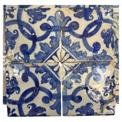 (4) Four Portuguese Tiles 17th Century (1630/1680) Very Rare Collectible
