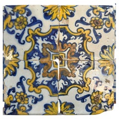 (4) Four Portuguese Tiles 17th Century (1630/1680) Very Rare Collectible