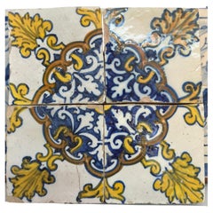 (4) Four Portuguese Tiles 17th Century (1630/1680) Very Rare Collectible