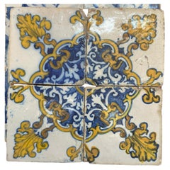 (4) Four Portuguese Tiles 17th Century (1630/1680) Very Rare Collectible