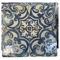 (4) Four Portuguese Tiles 17th Century (1630/1680) Very Rare Collectible