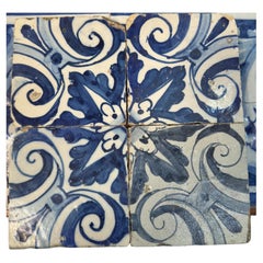 (4) Four Portuguese Tiles 17th Century (1630/1680) Very Rare Collectible