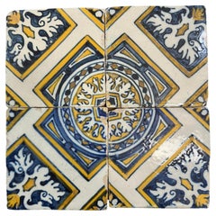 (4) Four Portuguese Tiles 17th Century (1630/1680) Very Rare Collectible