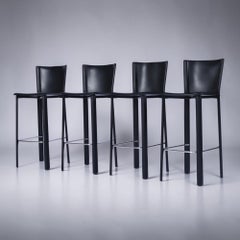 4 Frag Contemporary Italienisches Schwarzes Leder Barhocker