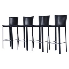 4 Frag Contemporary Italienisches Schwarzes Leder Barhocker