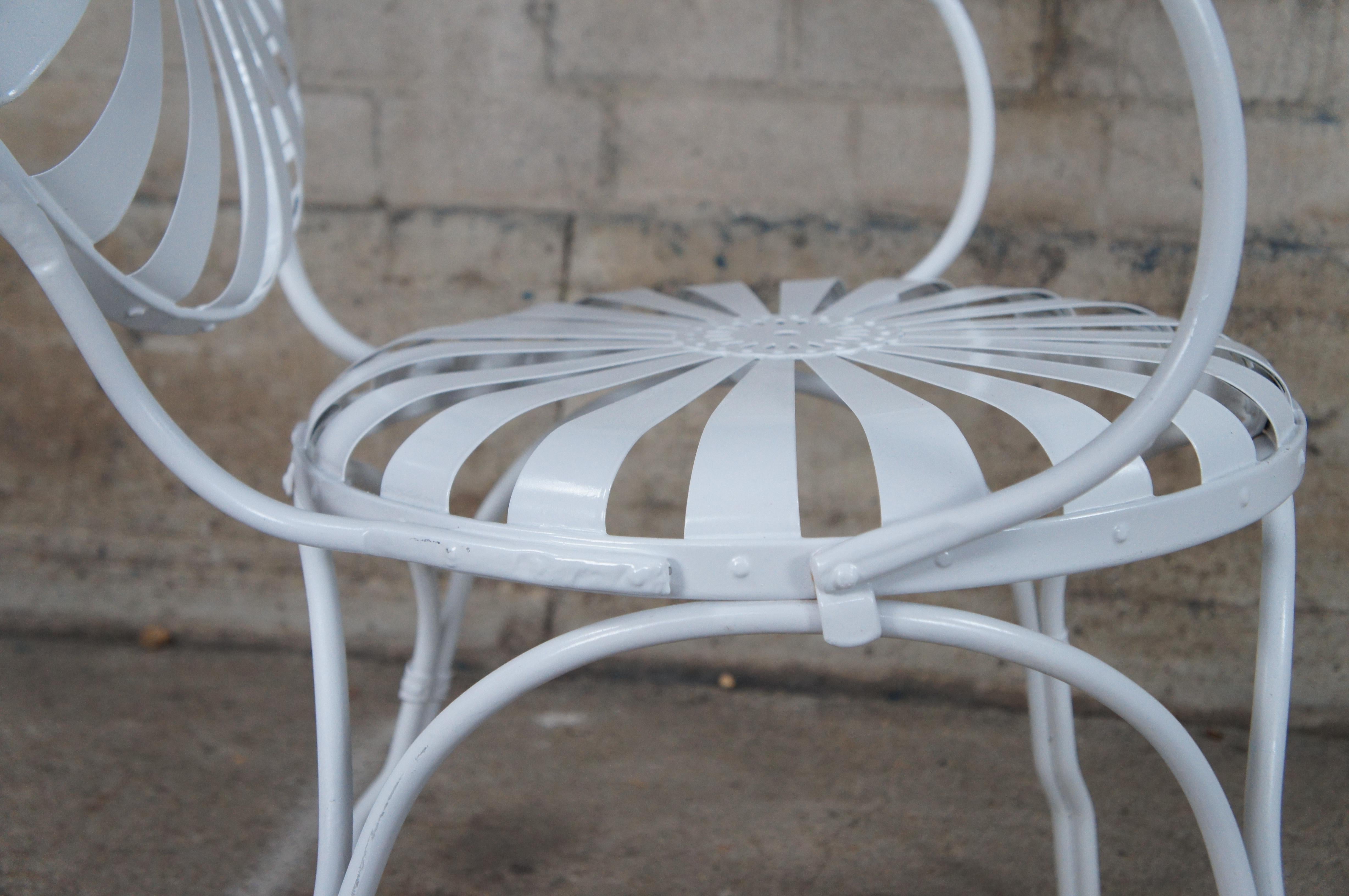 4 Francois Carré Art Deco White Sunburst Patio Cafe Garden Spring Chairs MCM 7