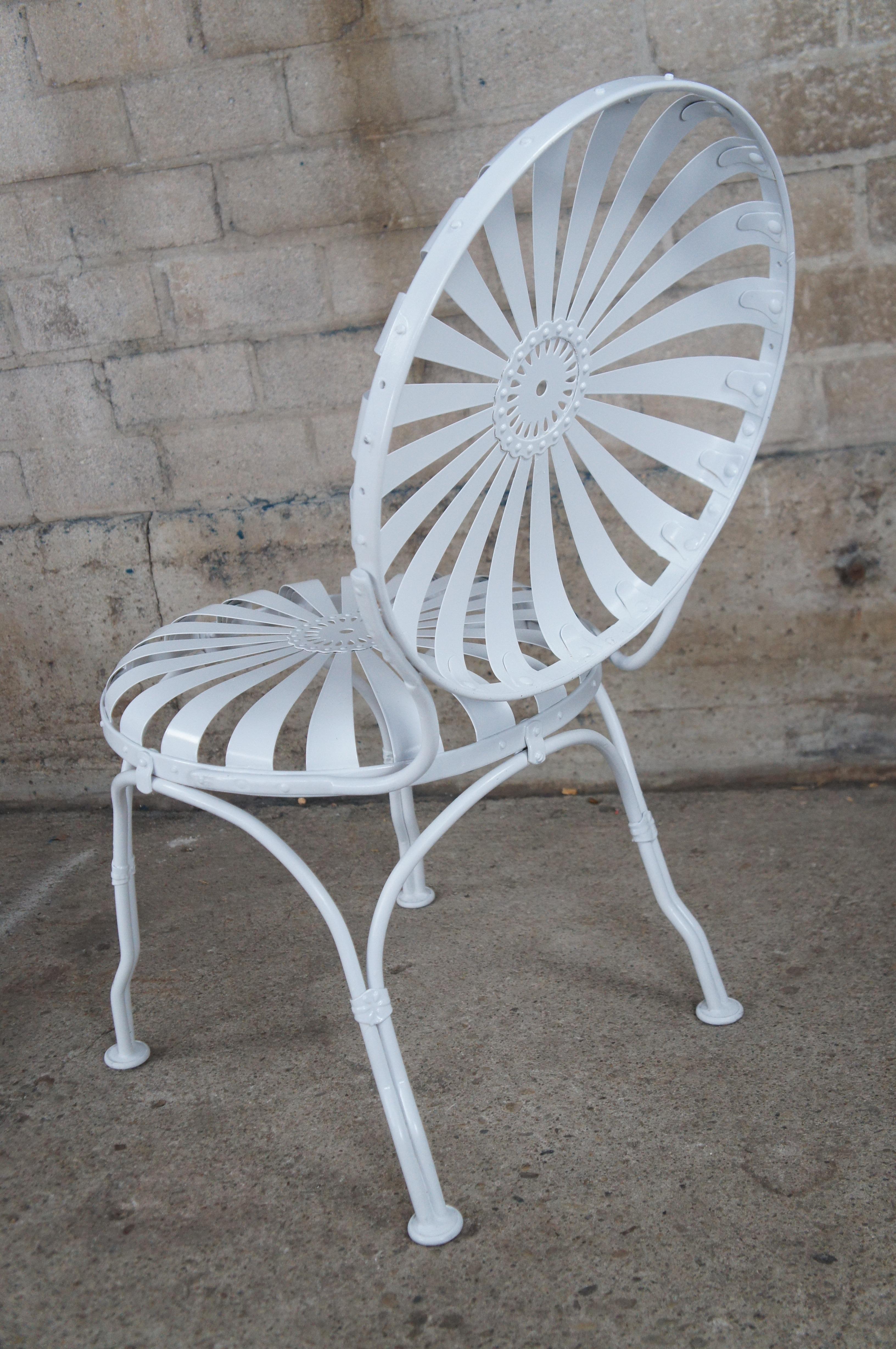 4 Francois Carré Art Deco White Sunburst Patio Cafe Garden Spring Chairs MCM 2