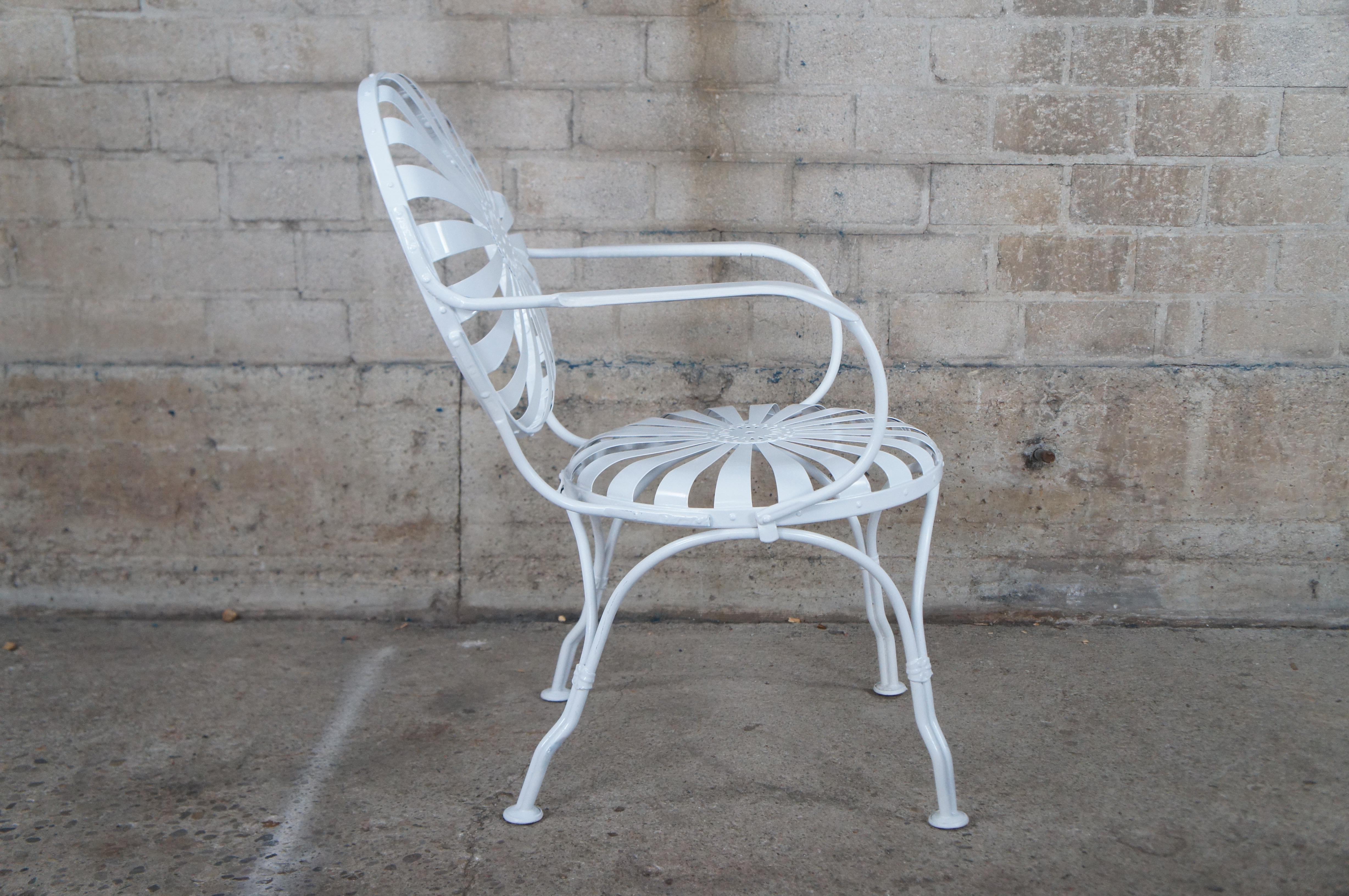 4 Francois Carré Art Deco White Sunburst Patio Cafe Garden Spring Chairs MCM 4