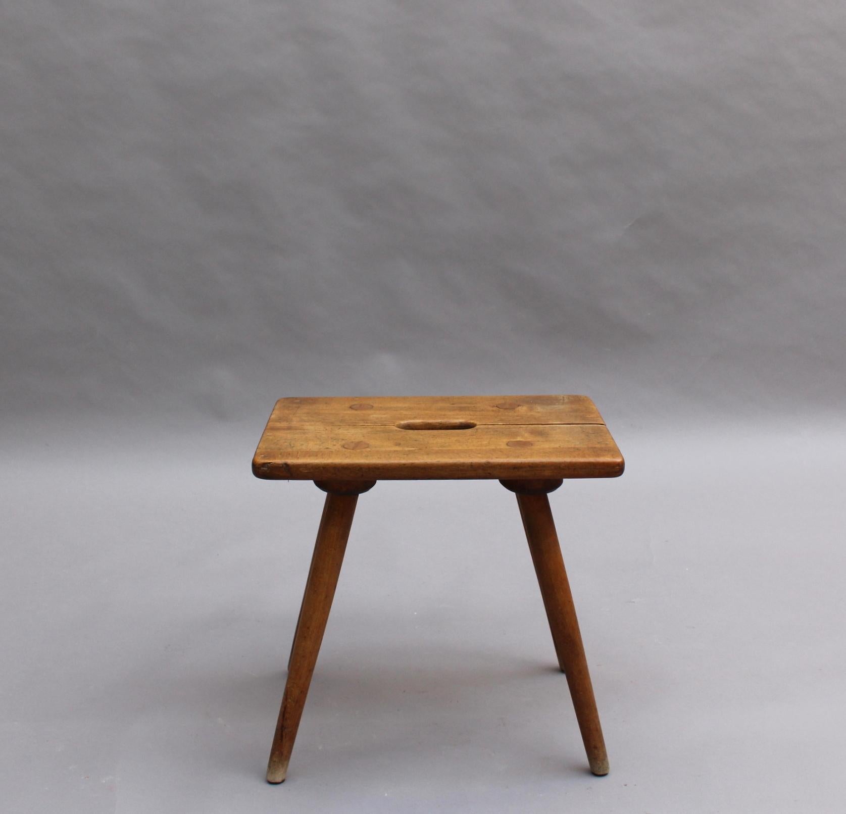 Mid-20th Century 4 French 1950s Beech Stools or Occasional Tables