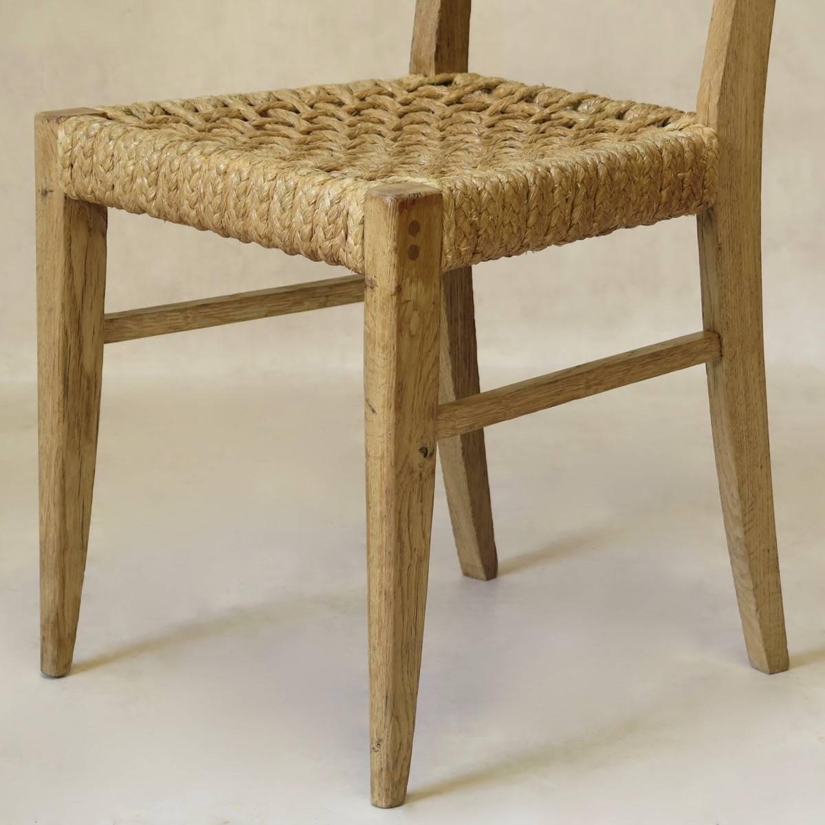 Corde Quatre chaises françaises des années 1950 attribuées à Audoux-Minet en vente