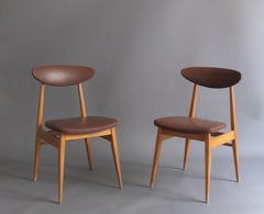 4 sillas francesas de comedor / auxiliares de haya de los años 50