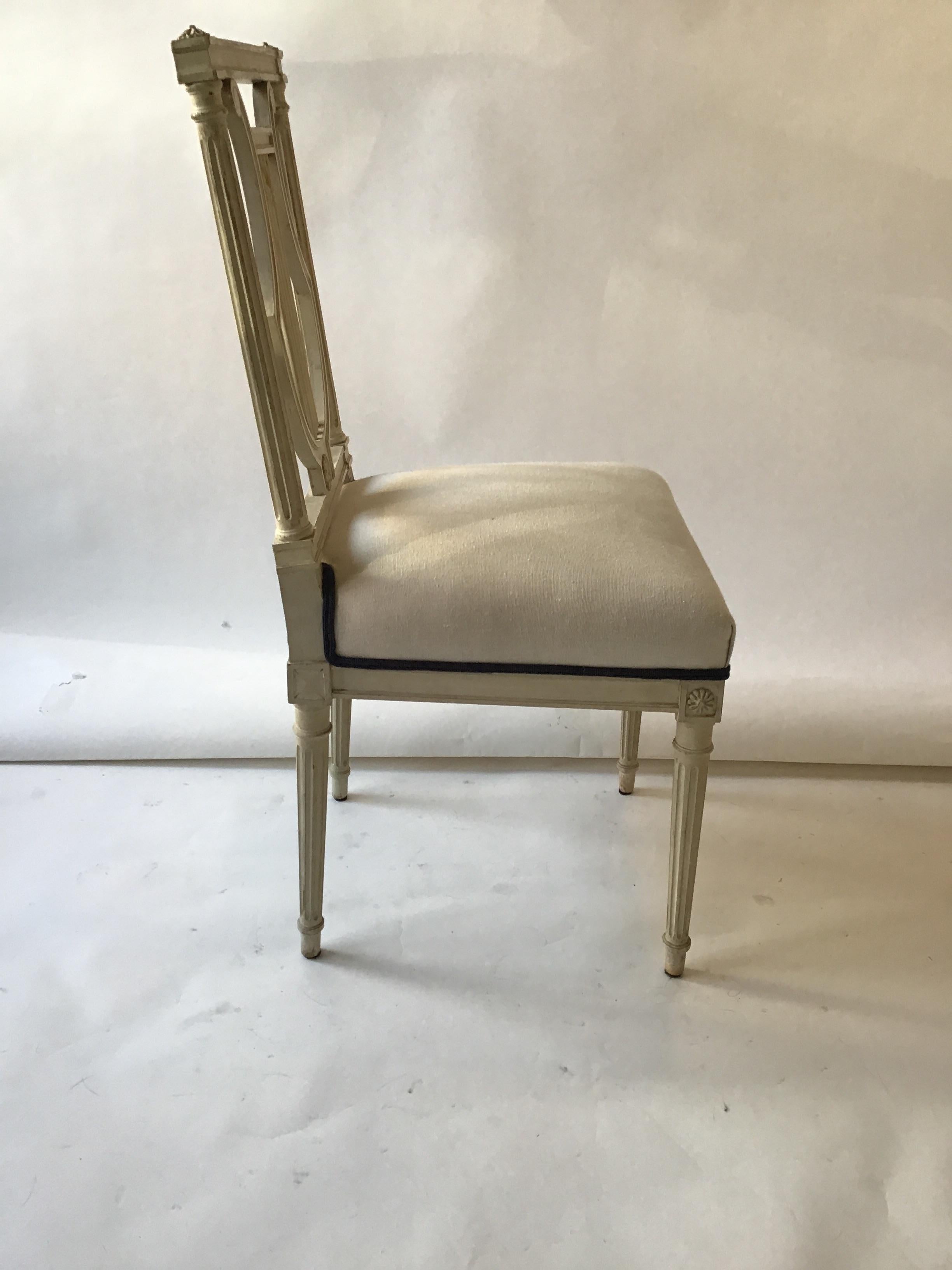 4 French 1950s Lyre Back Side Chairs 3