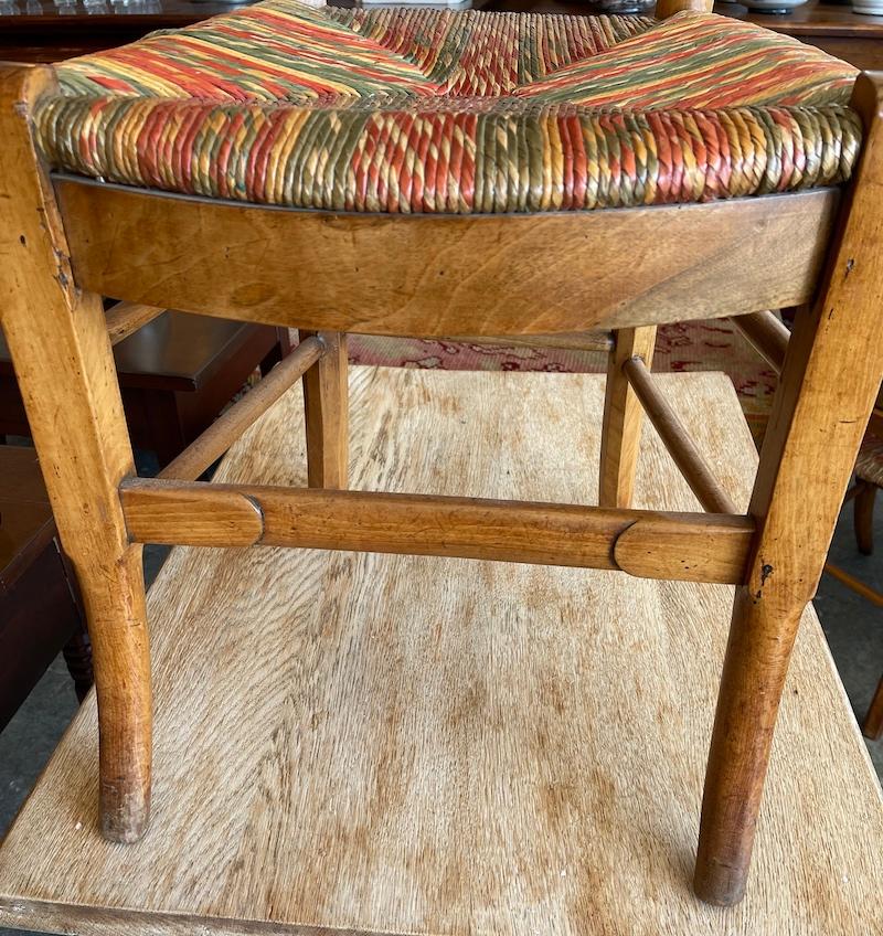2 French 19th Century Fruitwood Les Incas Side Chairs with Original Rush Seats For Sale 7