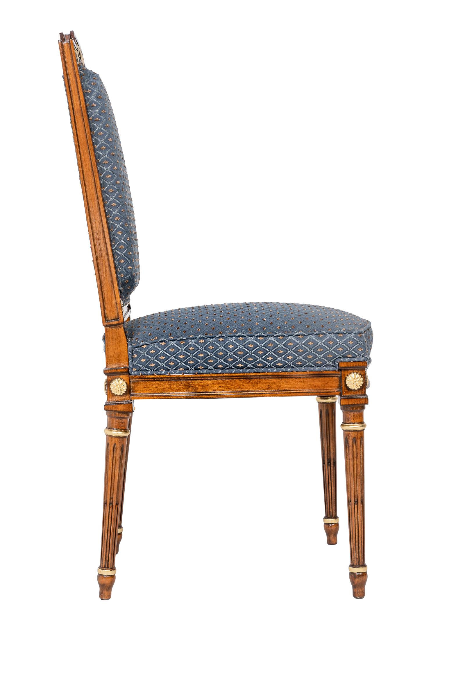 Hand-Carved 4 French 19th Century Louis XVI Style Cherry Dining Chairs without Armrest