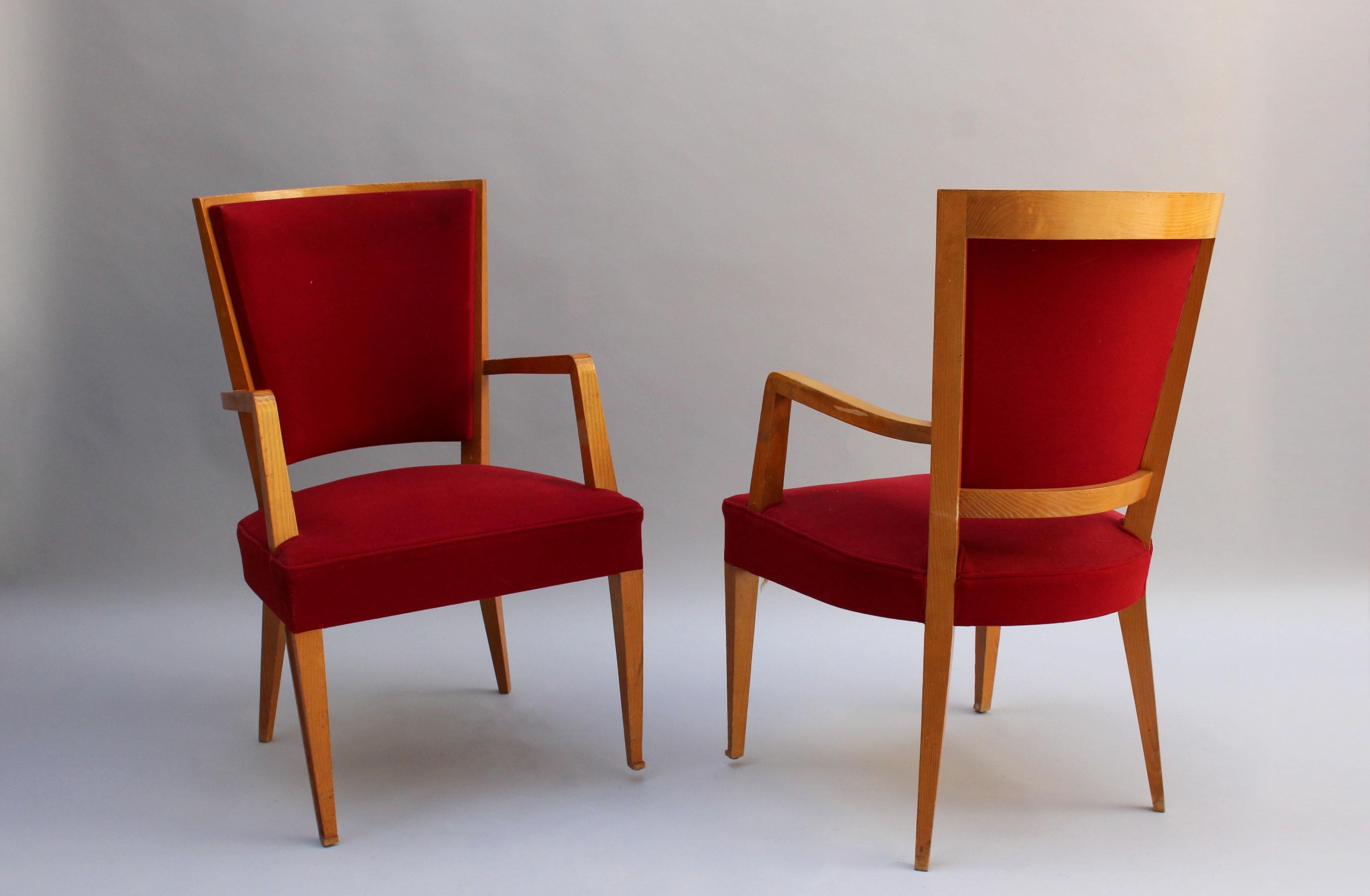 4 French Art Deco beech Armchairs In Good Condition For Sale In Long Island City, NY