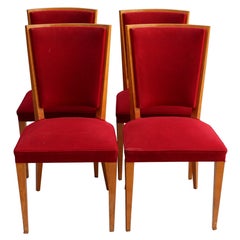 4 French Art Deco Oak Dining Chairs