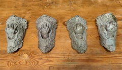 4 French Bronze Billiard Ball Corner Pockets, Baby Hand A delightful set