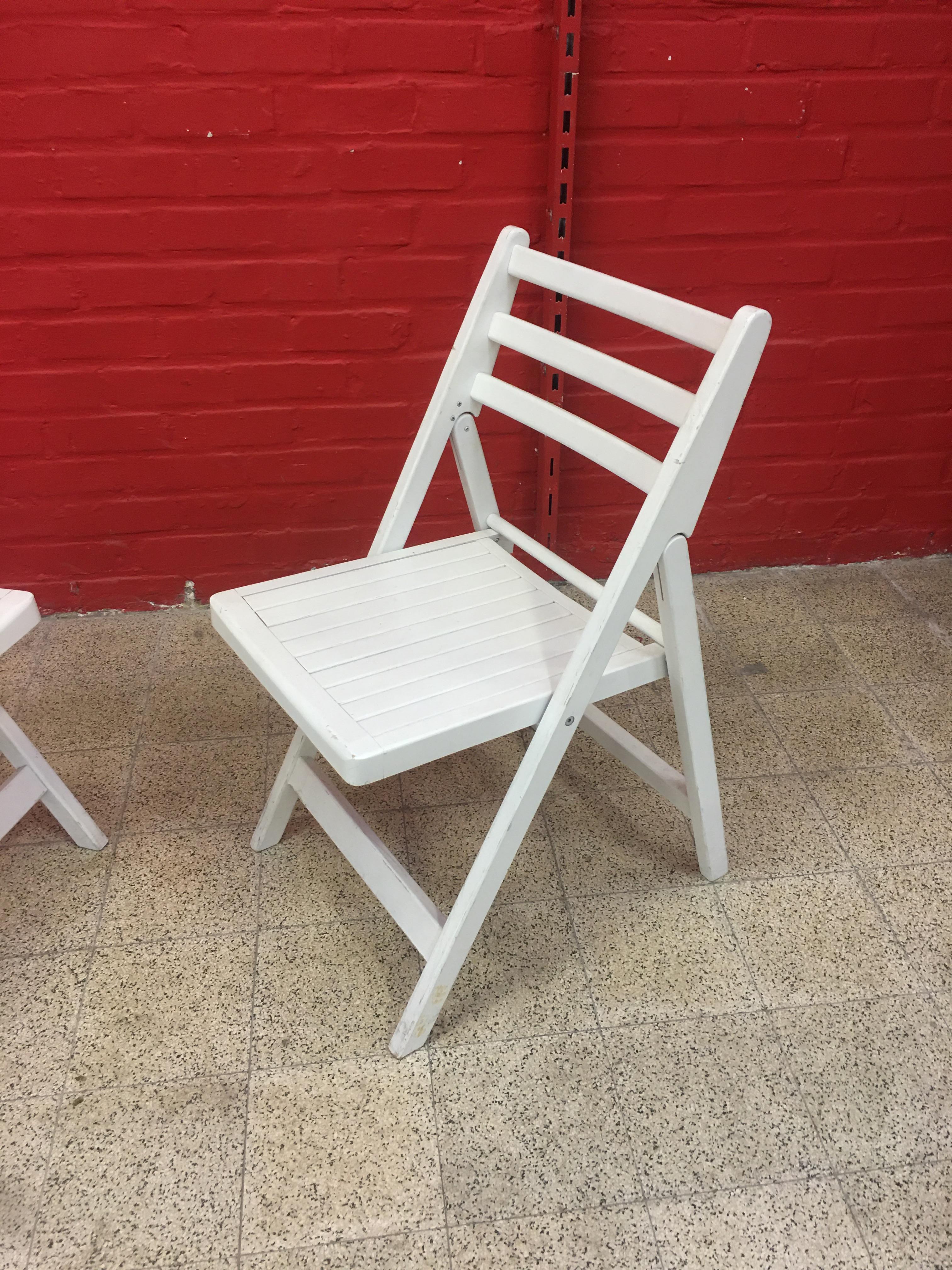 Lacquered 4 French Folding Chairs, circa 1950-1960 For Sale