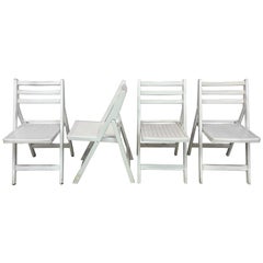 Vintage 4 French Folding Chairs, circa 1950-1960