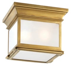 4 French Mid-Century Modern Style Brass Flush Mounts in Style of Jacques Quinet