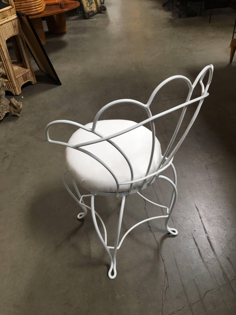 French Wrought Iron Fan Back Outdoor Patio Chairs Set of Four at