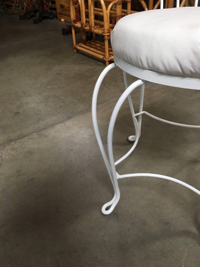 French Wrought Iron Fan Back Outdoor Patio Chairs Set of Four at