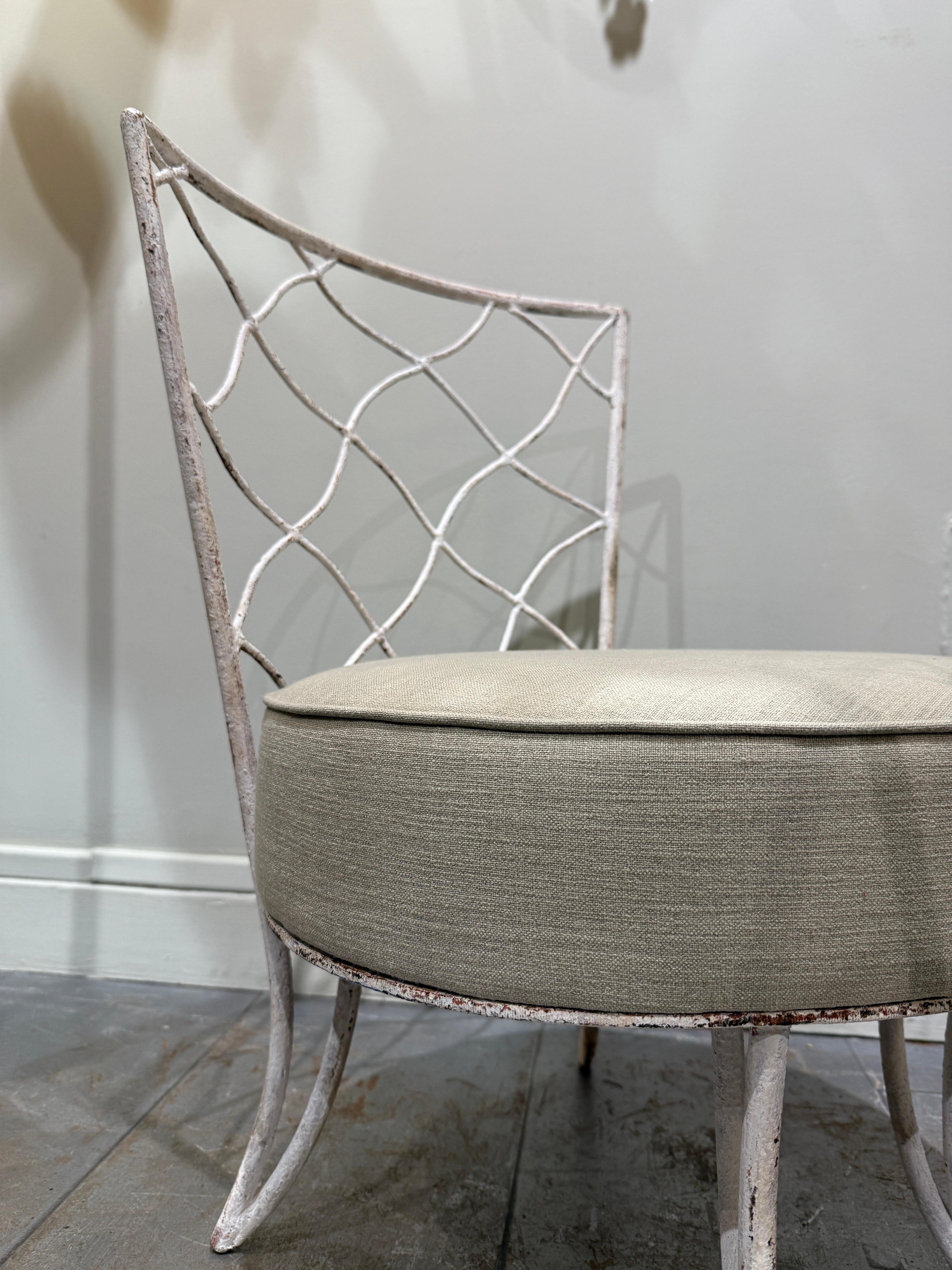 4 chauffeuses françaises en fer forgé circa 1940 Bon état - En vente à PARIS, FR