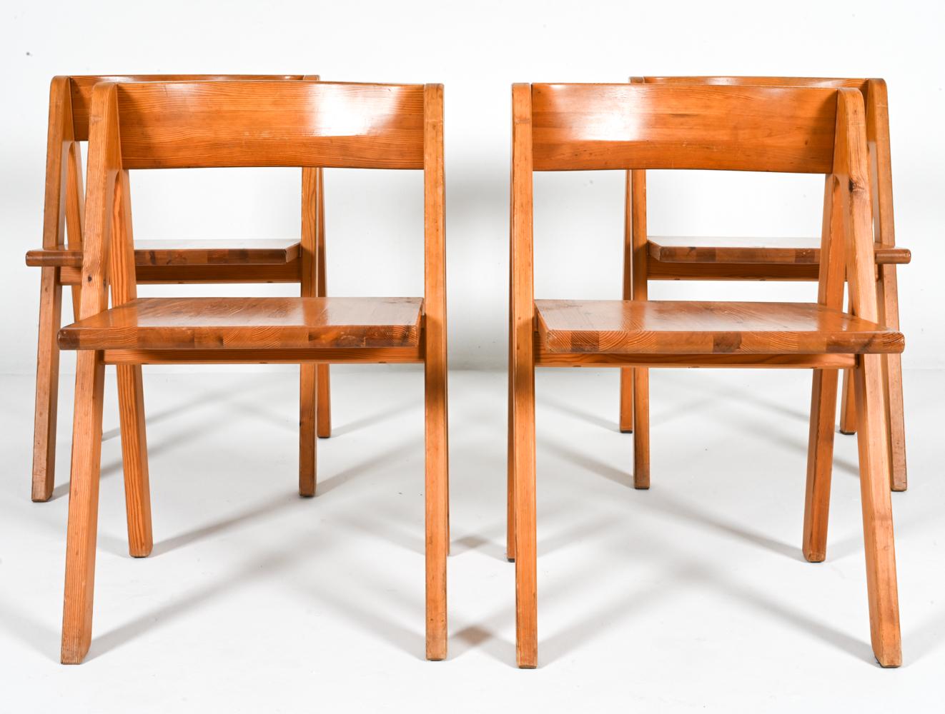 Own a piece of Danish design history with this captivating set of four 'Fyrkat' dining chairs, crafted by renowned designers Soren Nissen & Ebbe Gehl. Designed in the mid-20th century, these chairs perfectly embody the hallmarks of Danish Modern –