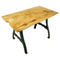4 ft Live Edge Maple NY Iron Legs Dining Table