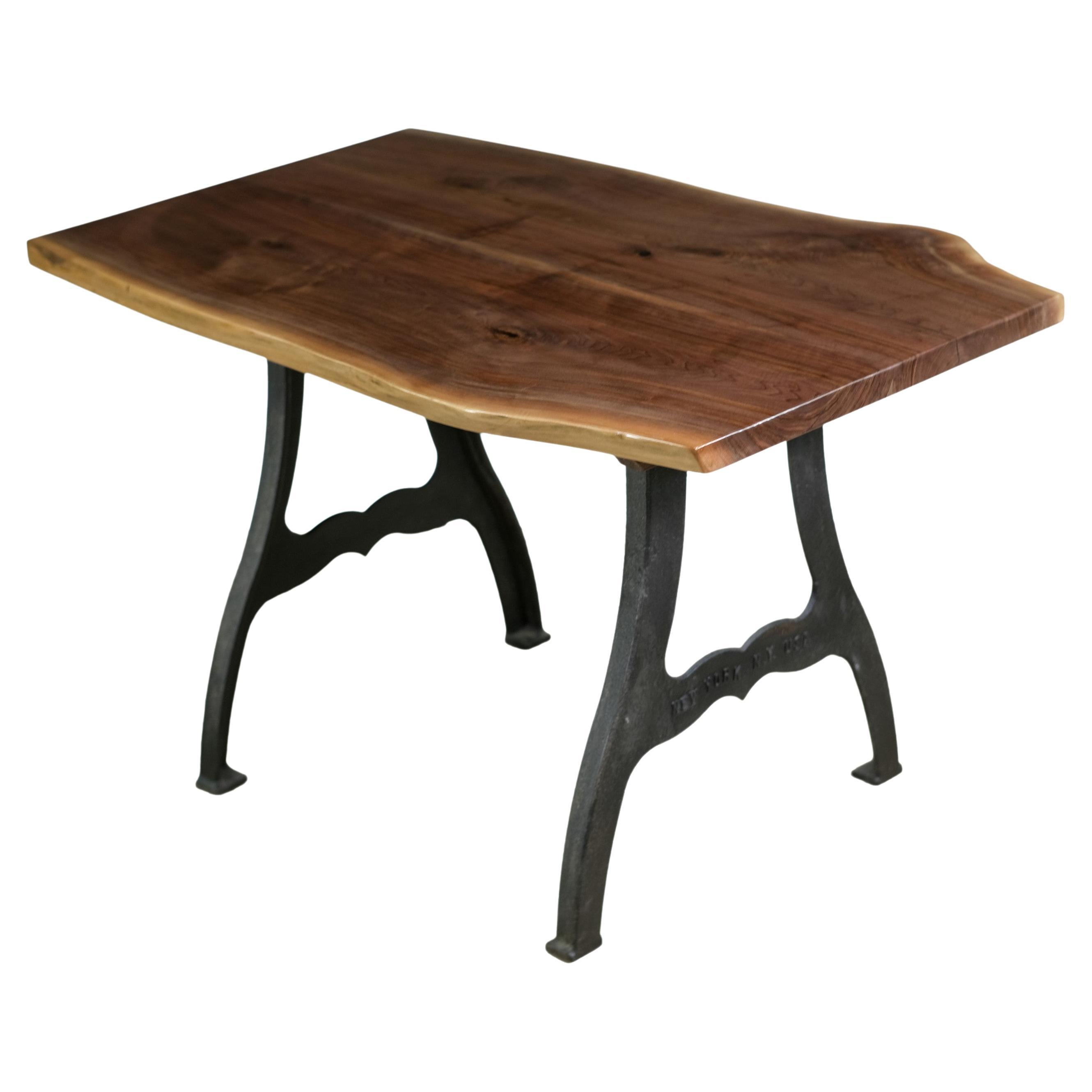 4 ft Live Edge Solid Walnut Table Iron New York, NY Legs  en vente