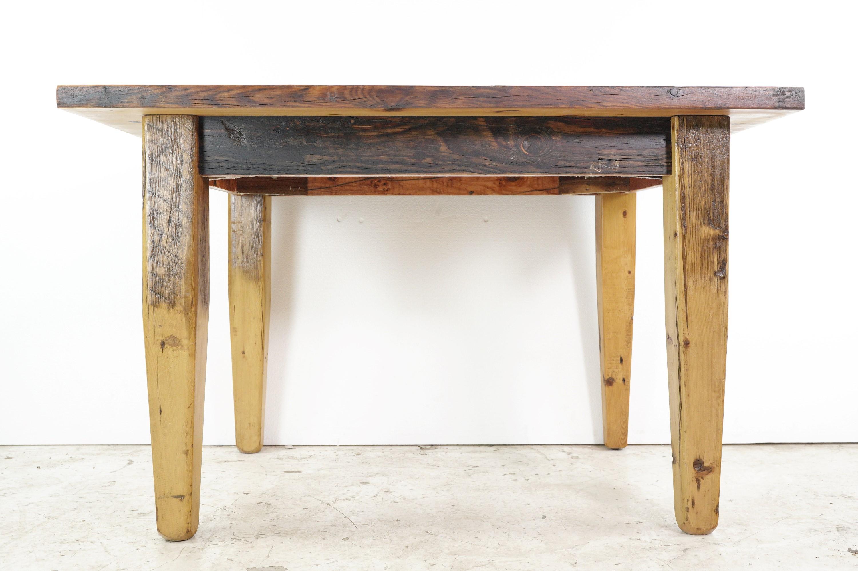 Rustic 4 ft Pine Tapered Legs Dining Room Harvest Farm Table For Sale