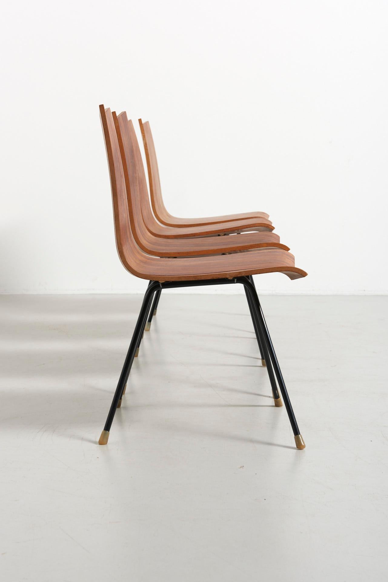 Mid-Century Modern 4 'GA' Chairs by Hans Bellmann in 1955, Made by Horgen Glarus in Switzerland