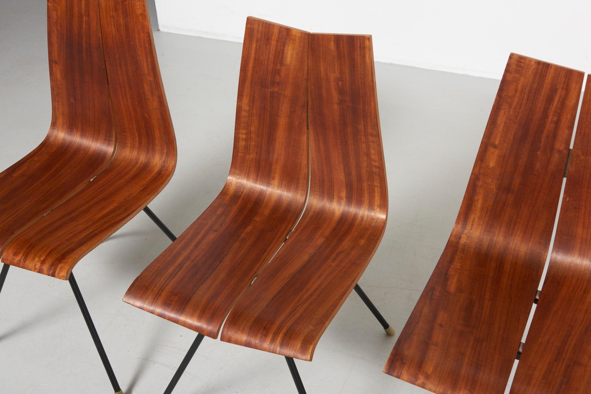 Mid-20th Century 4 'GA' Chairs by Hans Bellmann in 1955, Made by Horgen Glarus in Switzerland