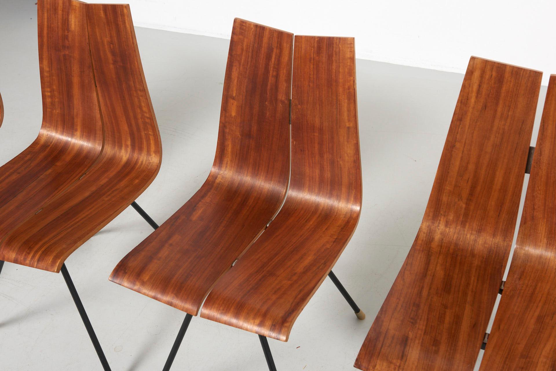 Steel 4 'GA' Chairs by Hans Bellmann in 1955, Made by Horgen Glarus in Switzerland
