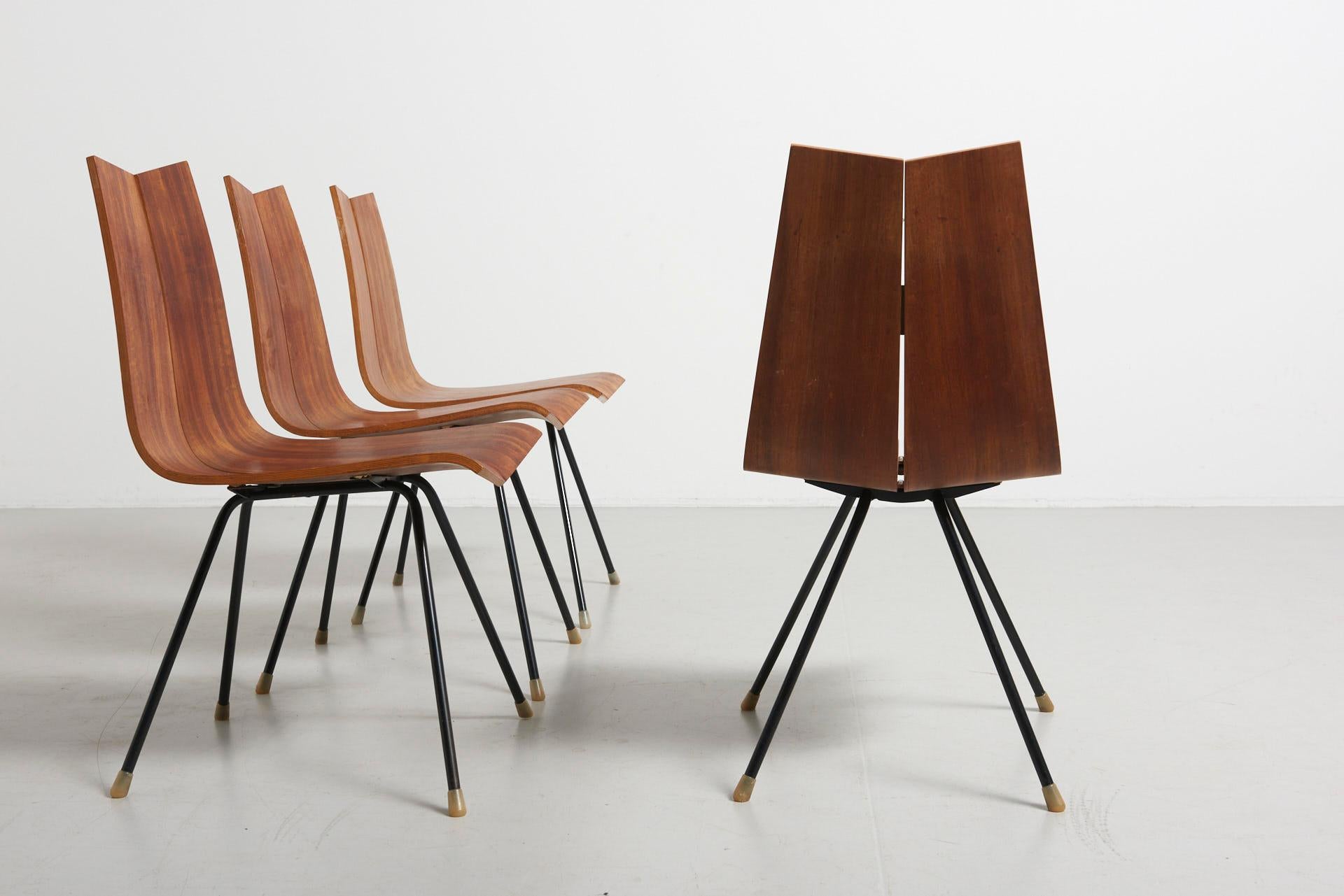 4 'GA' Chairs by Hans Bellmann in 1955, Made by Horgen Glarus in Switzerland 2