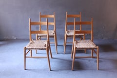 4 German Wicker Chairs from a Protestant Church in Bavaria, ca. 1956, brown