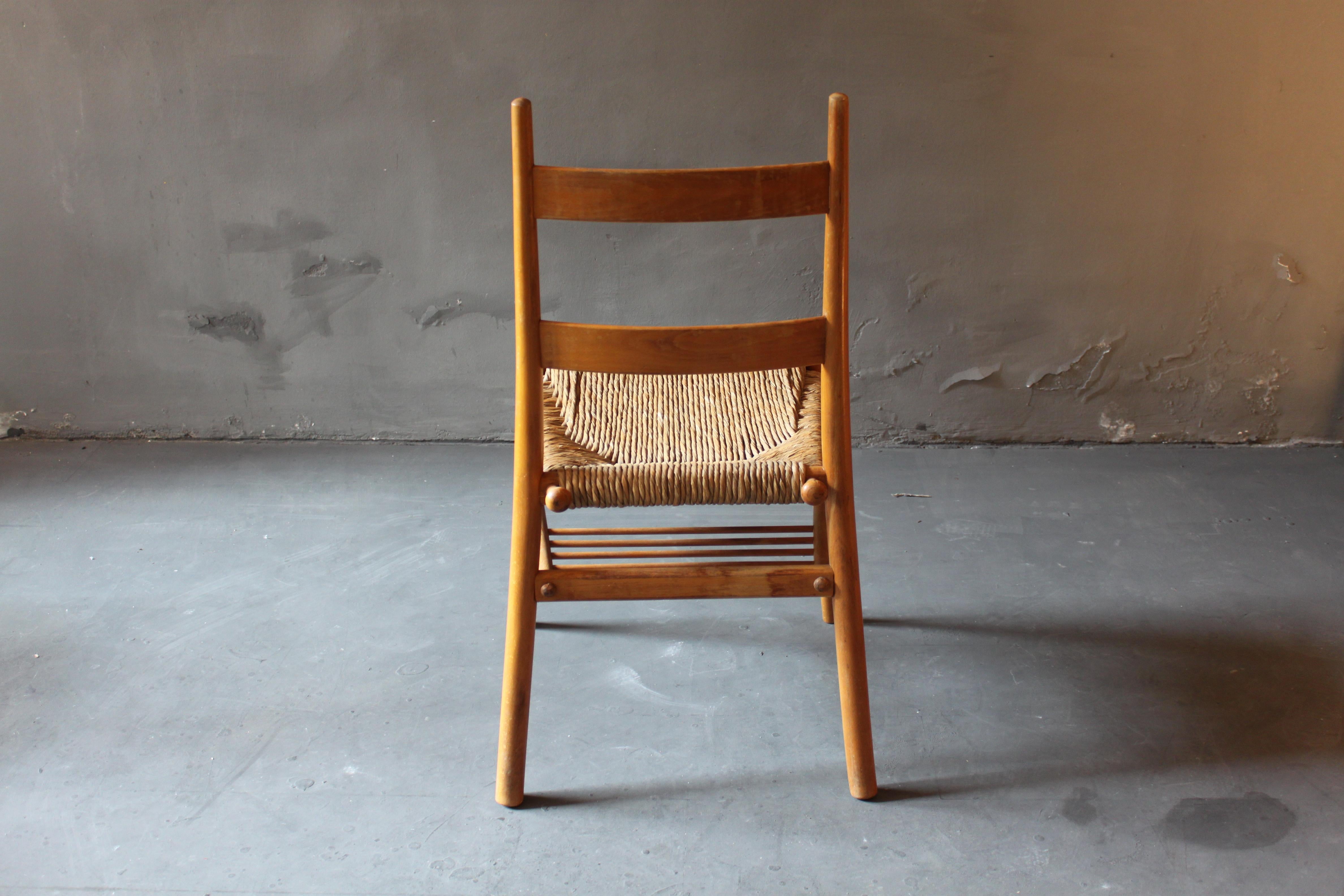 European 4 German Wicker Chairs from a Protestant Church in Bavaria, ca. 1956, brown For Sale