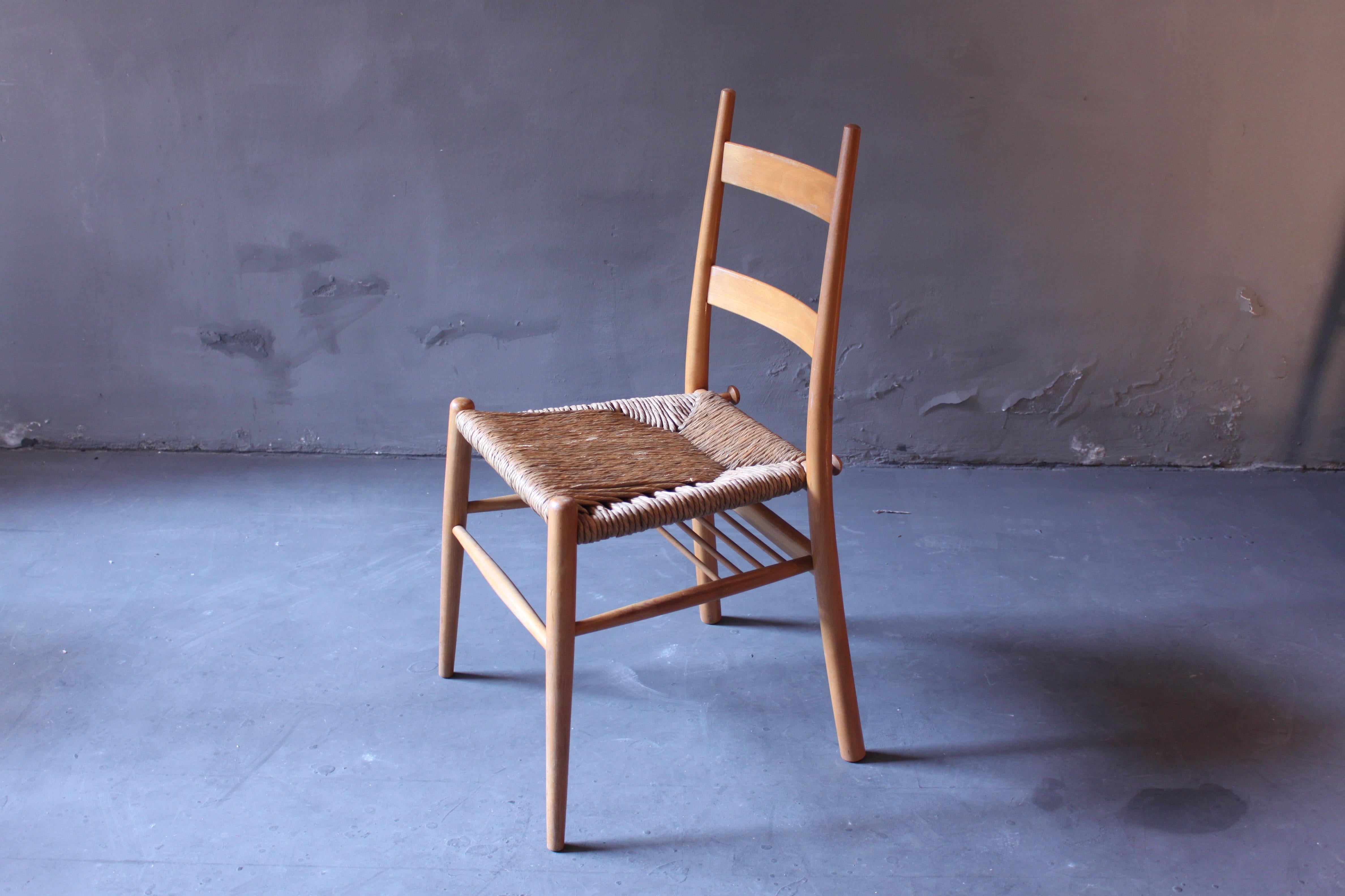 4 German Wicker Chairs from a Protestant Church in Bavaria, ca. 1956, brown For Sale 1