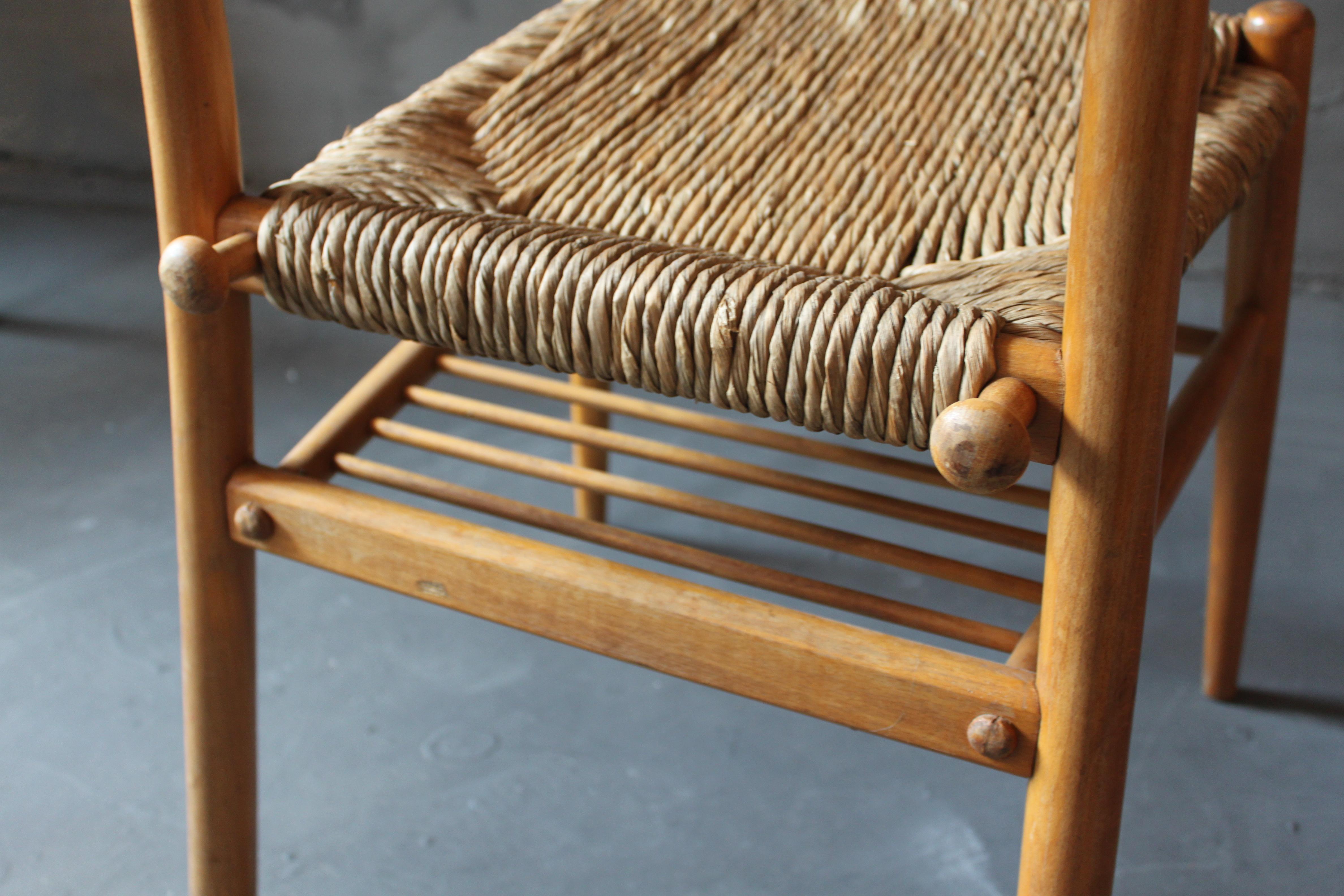 4 German Wicker Chairs from a Protestant Church in Bavaria, ca. 1956, brown For Sale 2