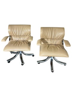 4 Giovanni Offredi for Saporiti Italia "Onda”  Leather Desk Chairs, 1970