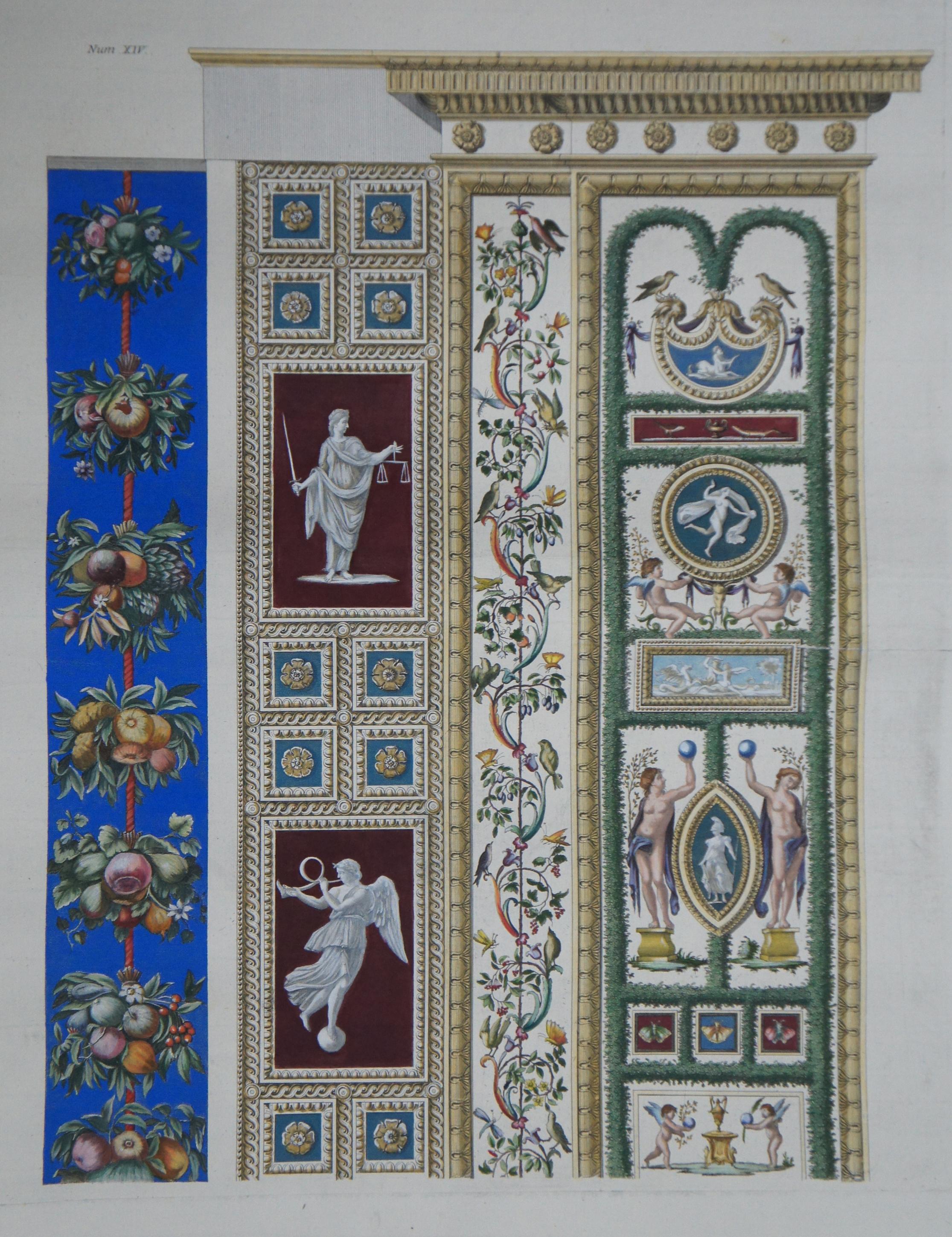 4 Giovanni Ottaviani 1735-1808 Le Logge di Raffaello Hand Colored Engravings In Good Condition In Dayton, OH