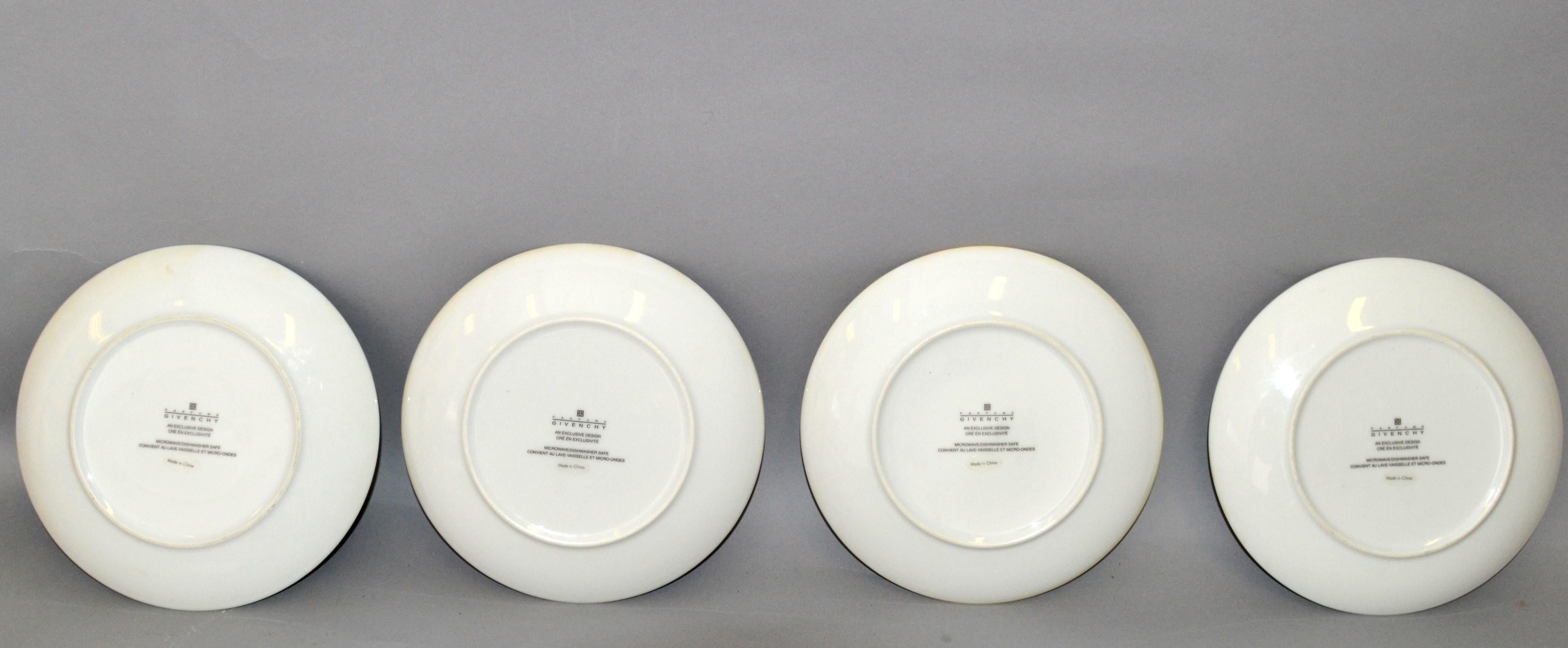 4 Givenchy Paris Flower Dinner Plates Les Fleurs De Parfums Porcelain Serveware For Sale 2