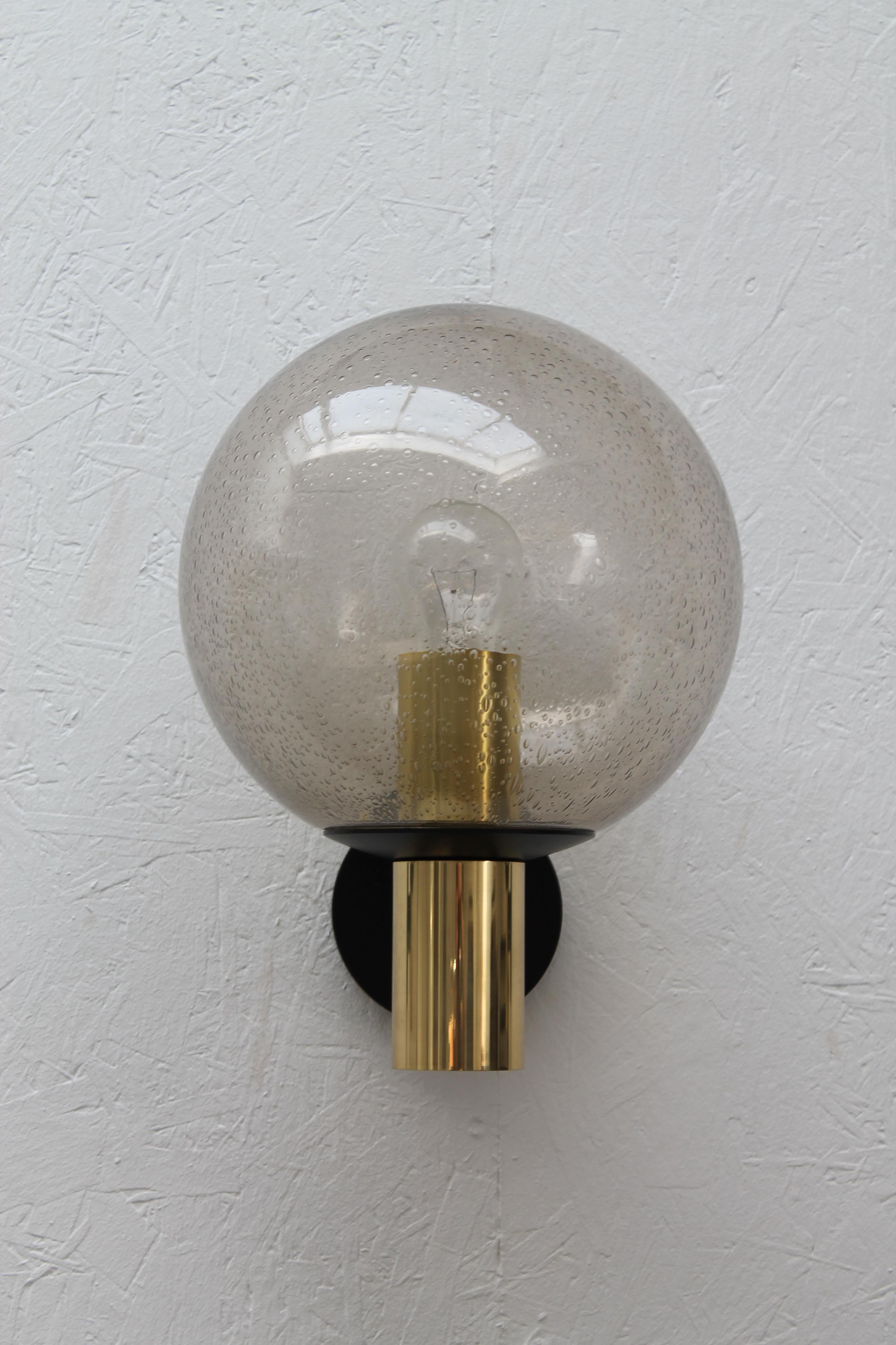 4 Glass Ball Wall Lamps Smoked Glass, 1960s 3