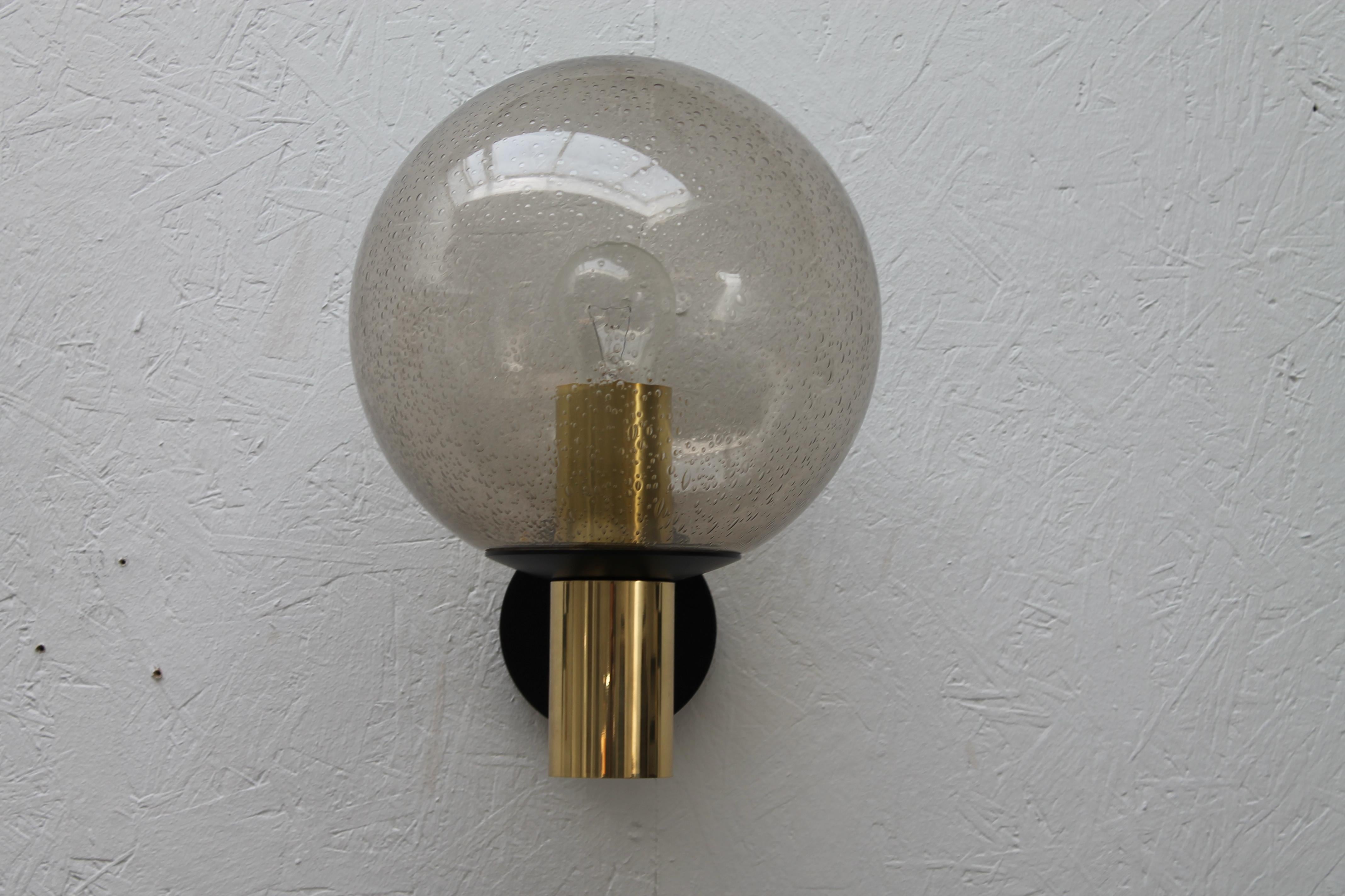 4 Glass Ball Wall Lamps Smoked Glass, 1960s 4