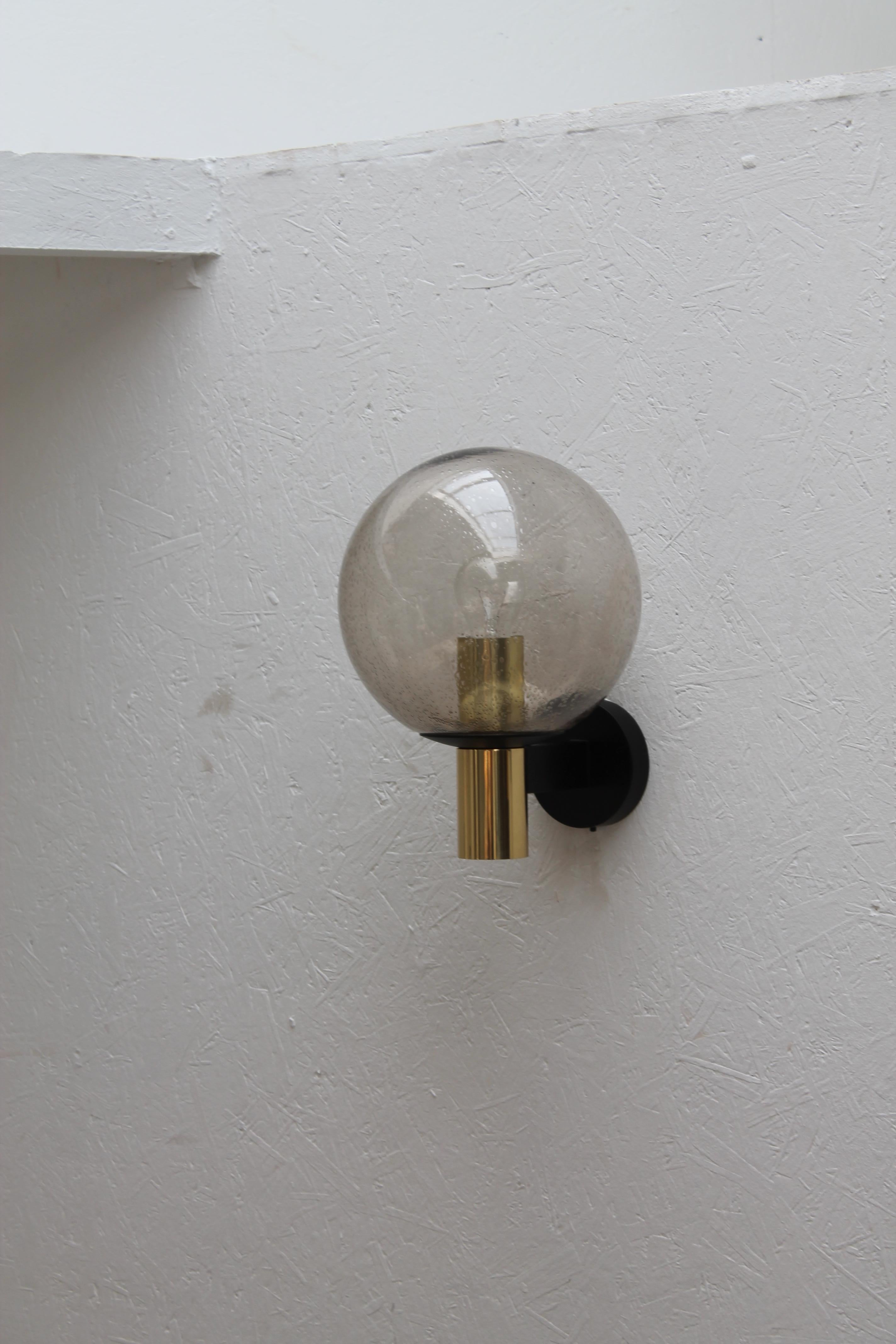 4 Glass Ball Wall Lamps Smoked Glass, 1960s 10