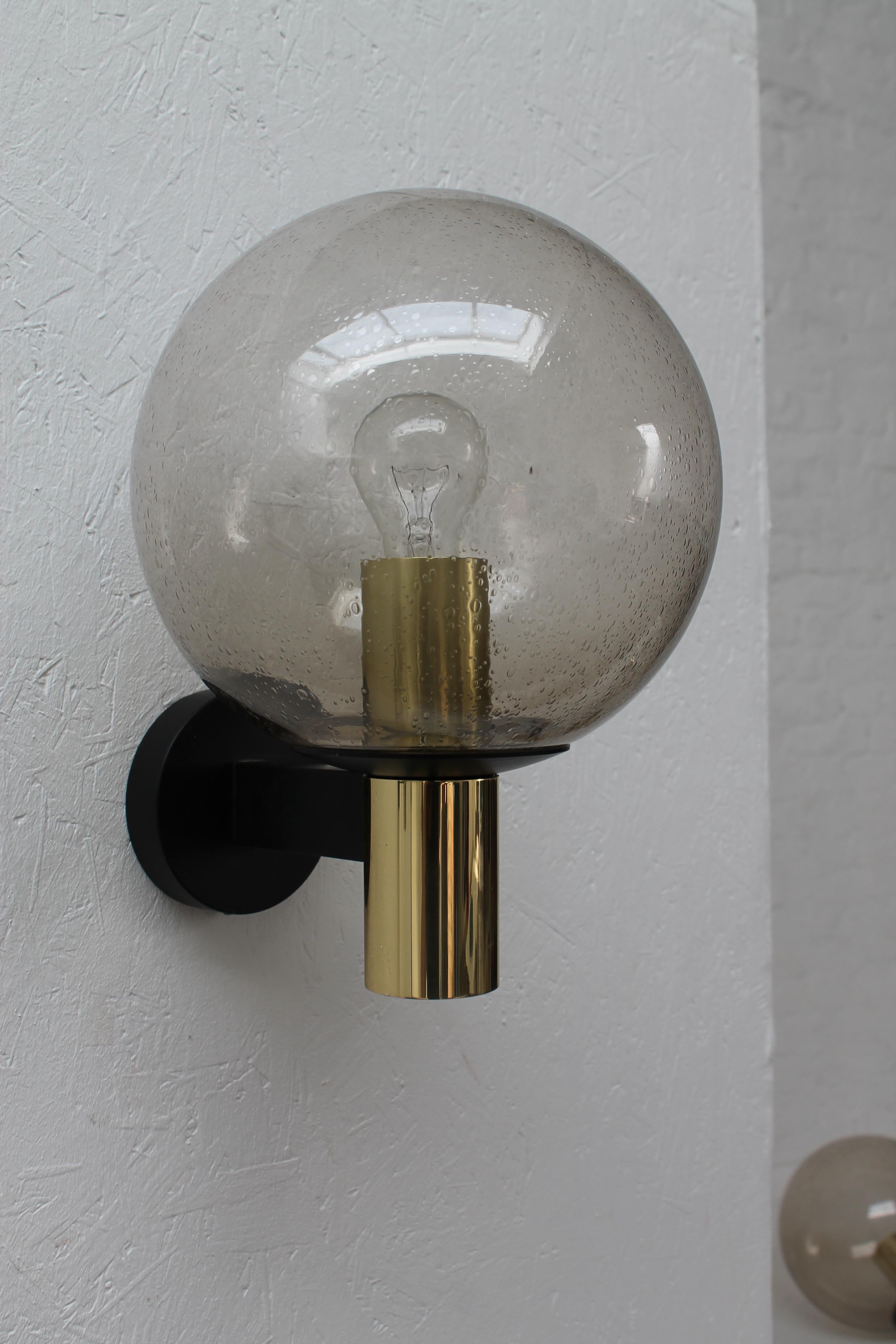 4 Glass Ball Wall Lamps Smoked Glass, 1960s 1