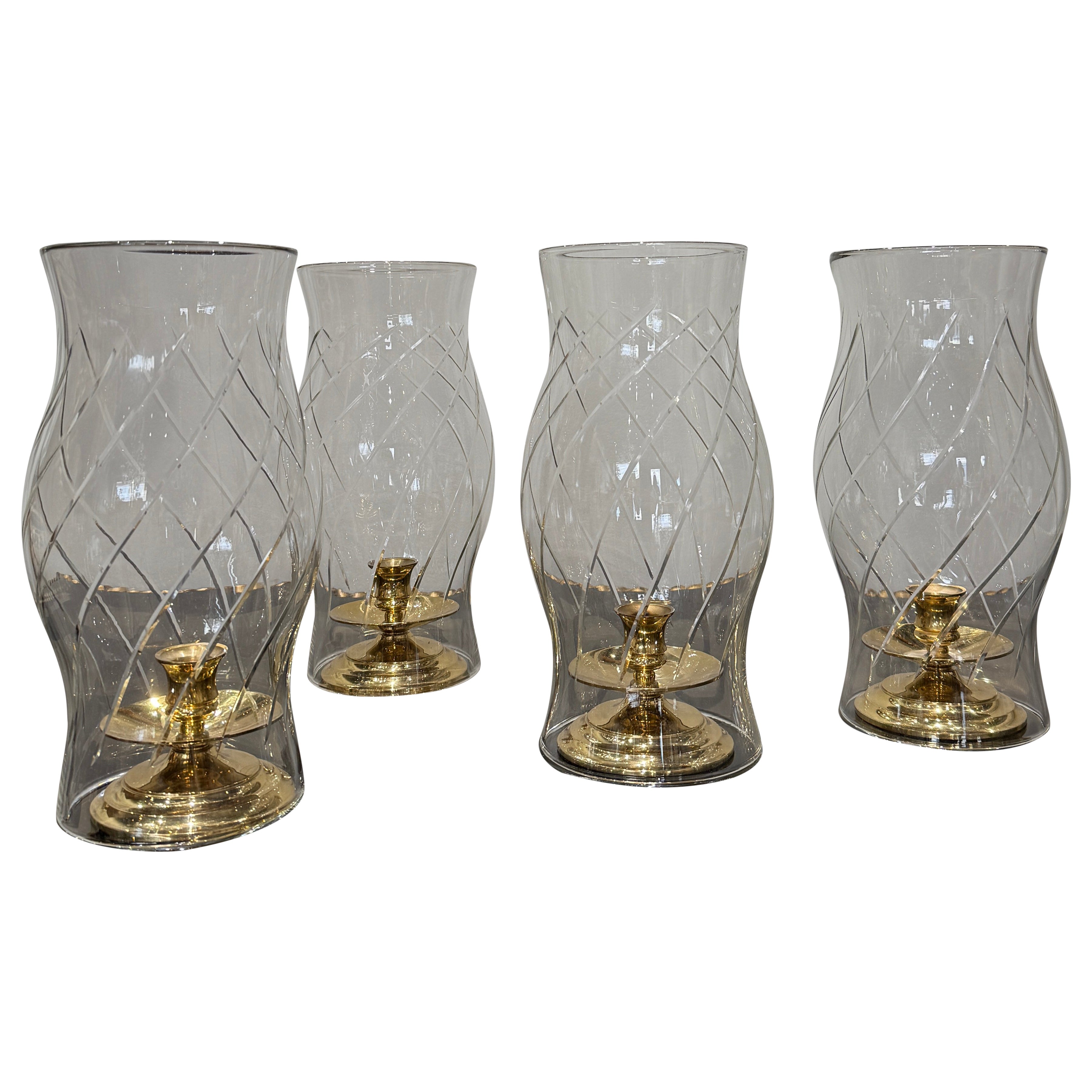 4 bougies en verre lanterne Suède 1970