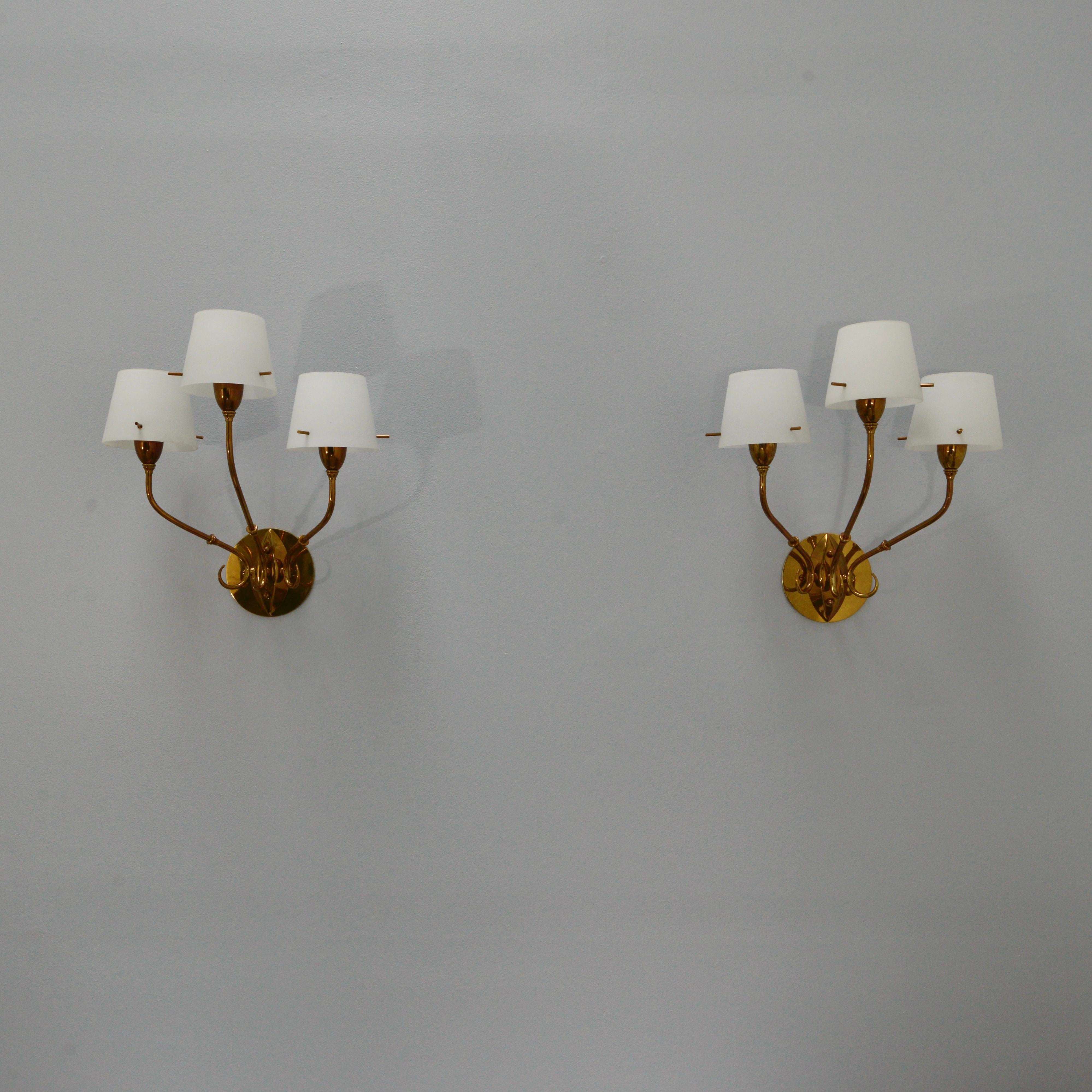 Italian Glass Shade 40s Sconces